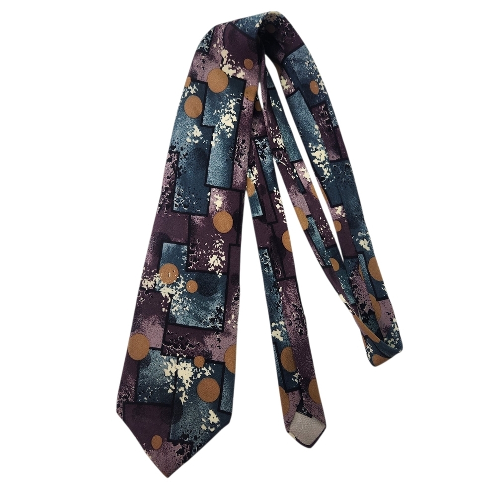 Christian Dior Vintage All Silk Multicolor Geometric Tie
